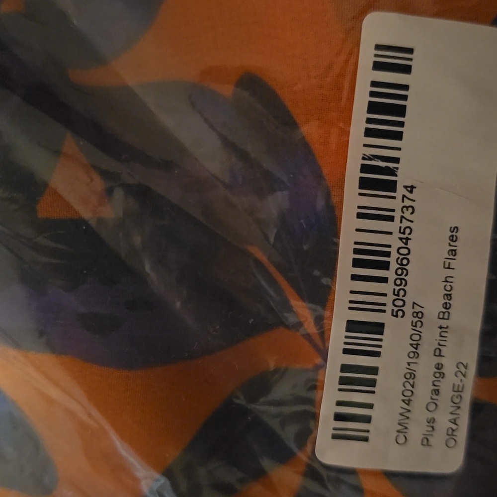 Pretty Little Thing Orange Print Beach Wide Leg Flare Pants Size 18‎ - Picture 5 of 6